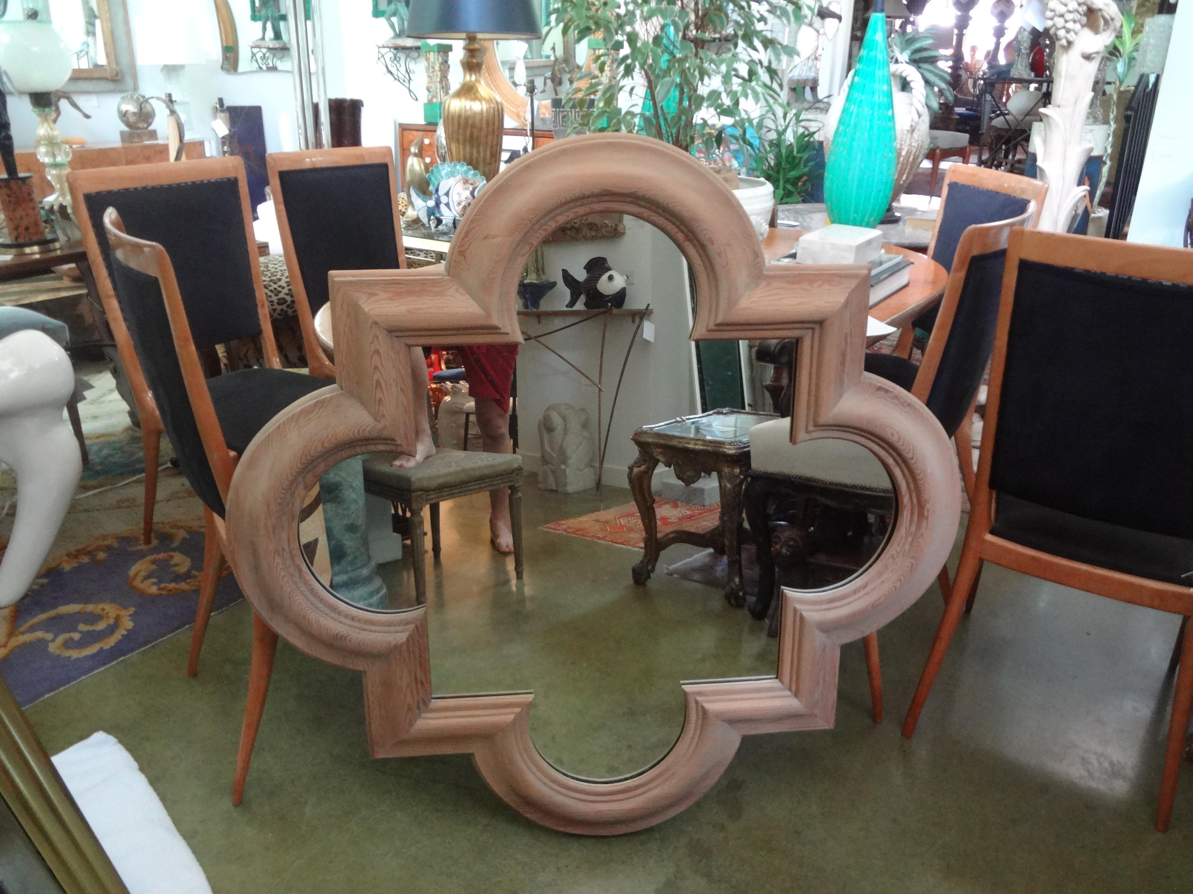 Late 20th Century Large Italian Quatrefoil Wood Mirror For Sale