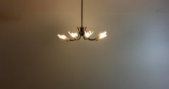 Vintage Italian radial spider chandelier with frosted shades, 1970s