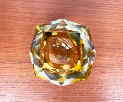 Vintage Italian Rare Yellow Sommerso Murano Glass Schale, 1970er Jahre