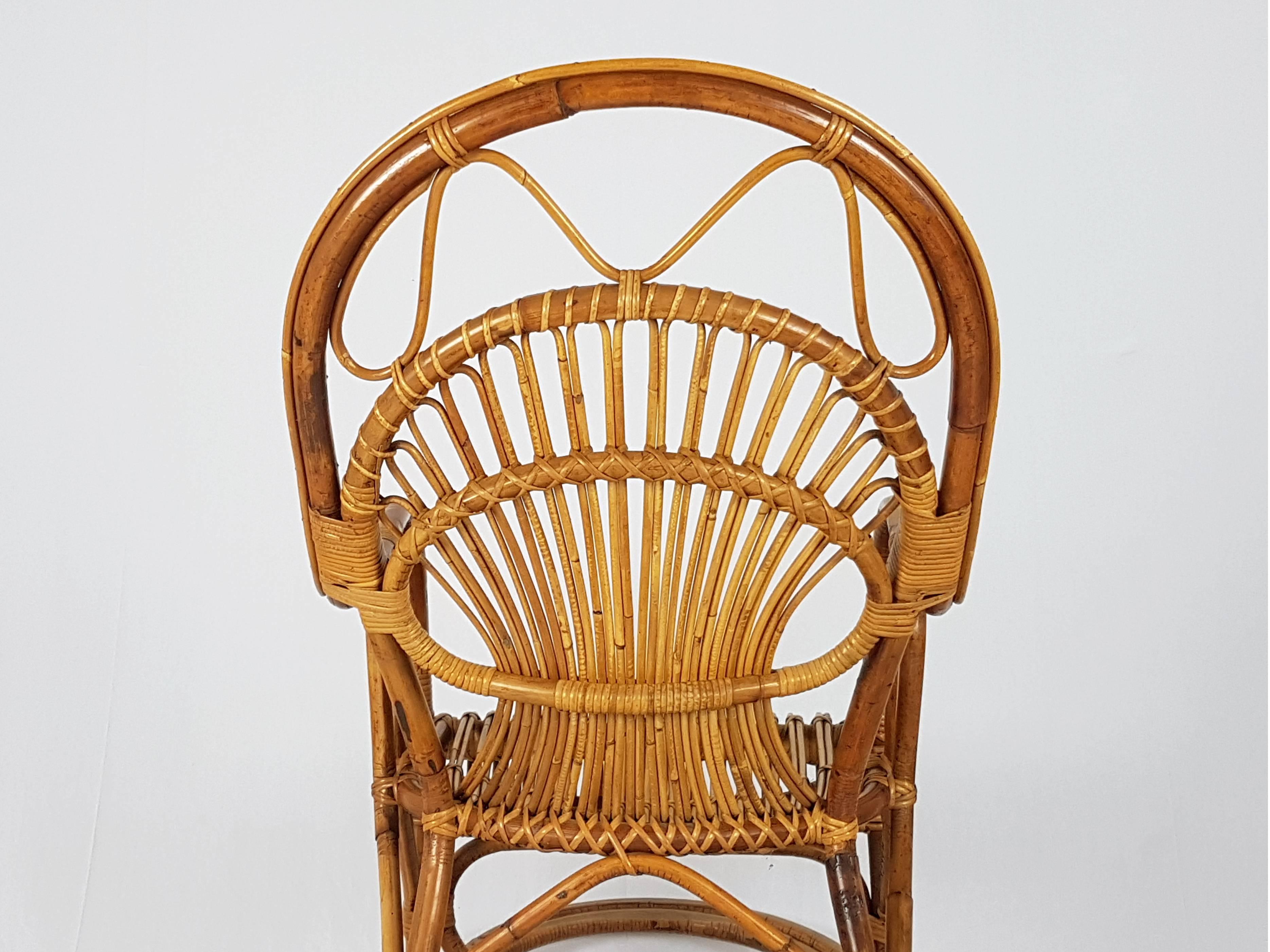 Vintage Italian Rattan 1960s Rocking Chair For Sale 1