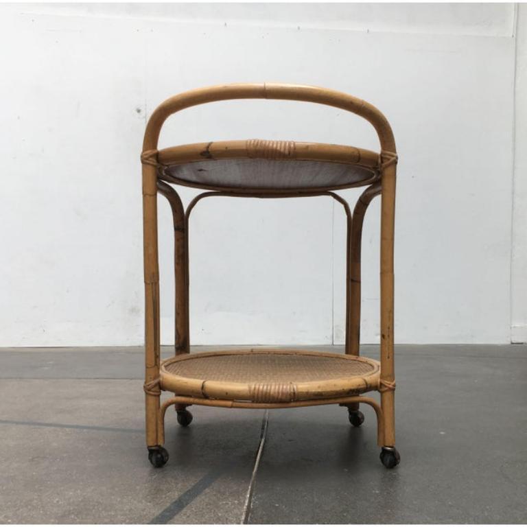 Italienischer Servierwagen aus Rattan und Bambus im Vintage-Stil von Dal Vera im Angebot 4