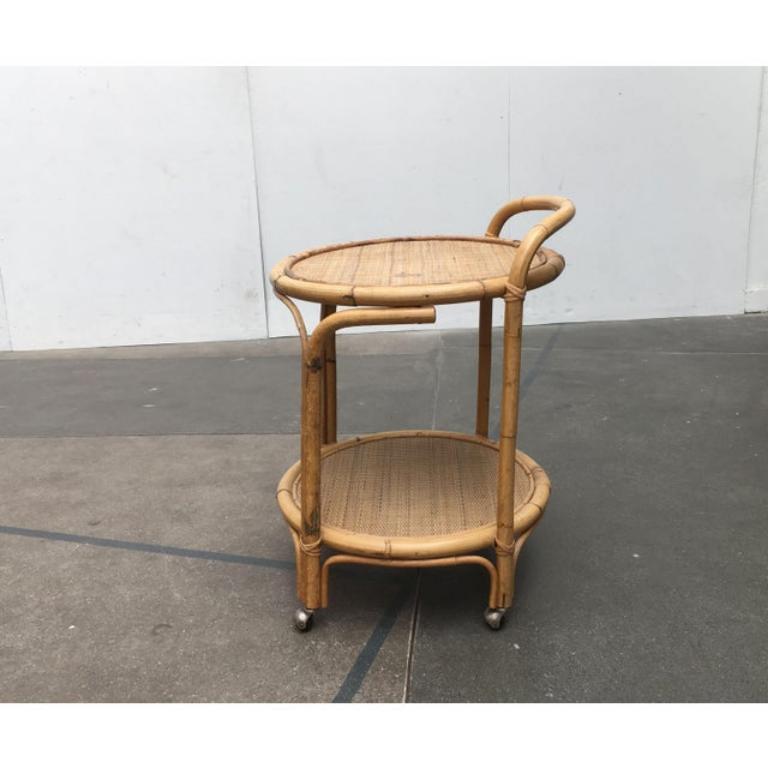 Italienischer Servierwagen aus Rattan und Bambus im Vintage-Stil von Dal Vera im Angebot 5