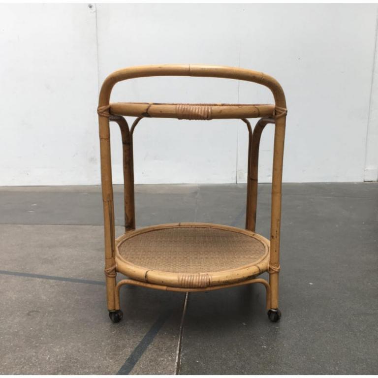 Italienischer Servierwagen aus Rattan und Bambus im Vintage-Stil von Dal Vera im Angebot 3