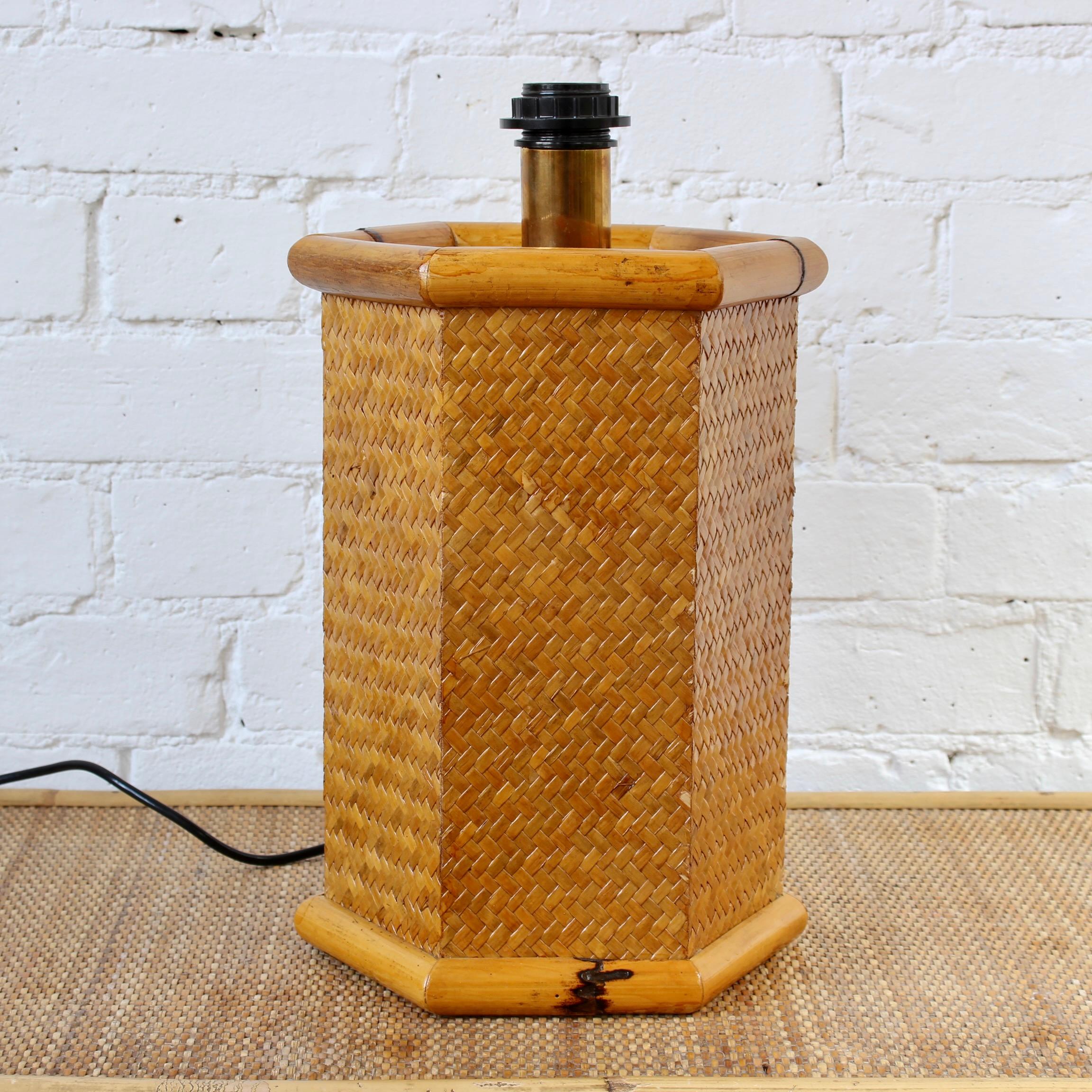 Vintage Italian Rattan & Bamboo Table Lamp, 'circa 1970s' For Sale 7