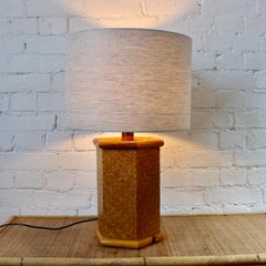 Vintage Italian Rattan & Bamboo Table Lamp, 'circa 1970s'