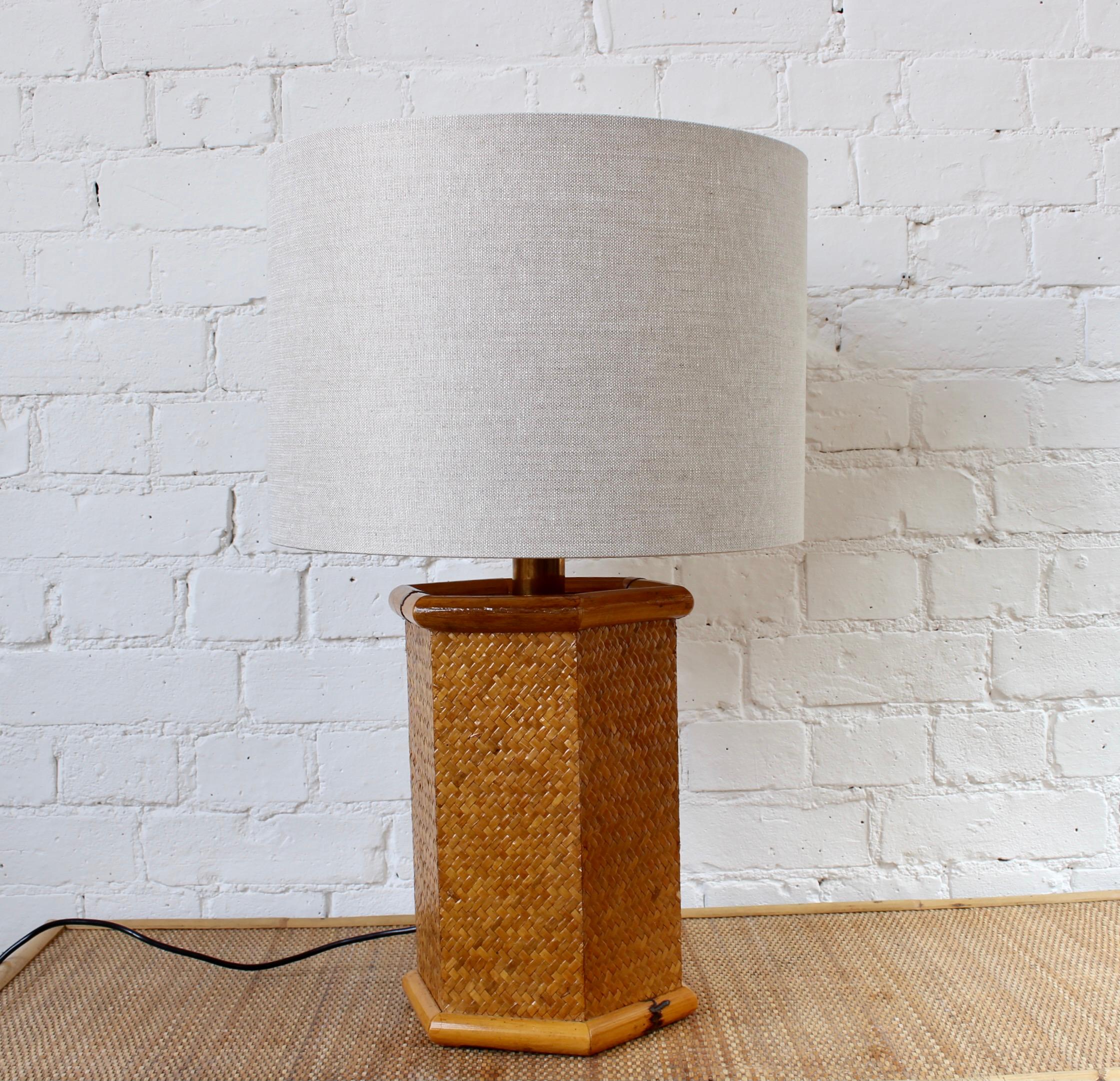 Vintage Italian Rattan & Bamboo Table Lamp, 'circa 1970s' In Good Condition For Sale In London, GB