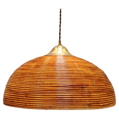 Vintage Italian Rattan Ceiling Pendant Lamp, 'circa 1960s'