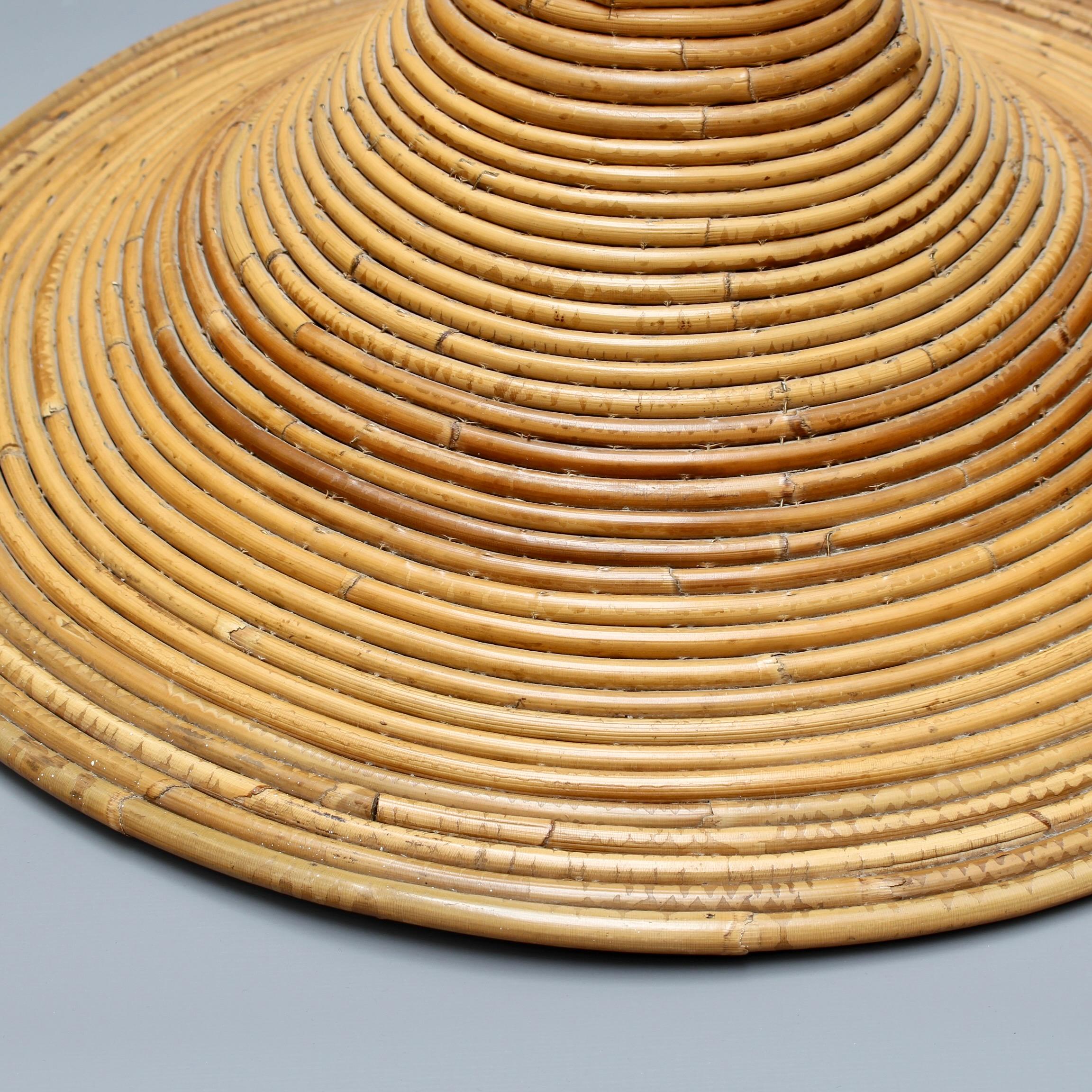 Vintage Italian Rattan Ceiling Pendant Lamp in the Style of Vivai del Sud For Sale 9