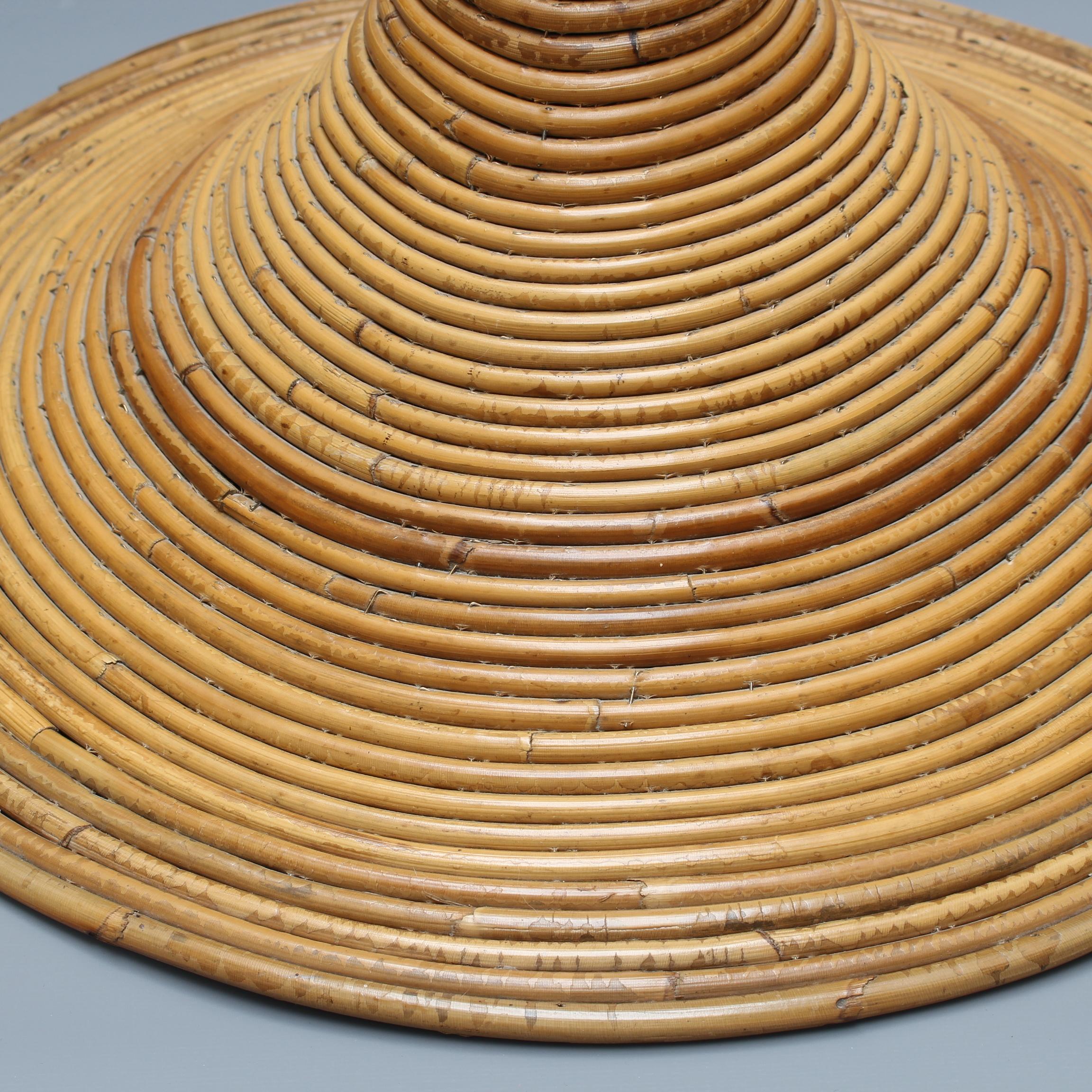 Late 20th Century Vintage Italian Rattan Ceiling Pendant Lamp in the Style of Vivai del Sud