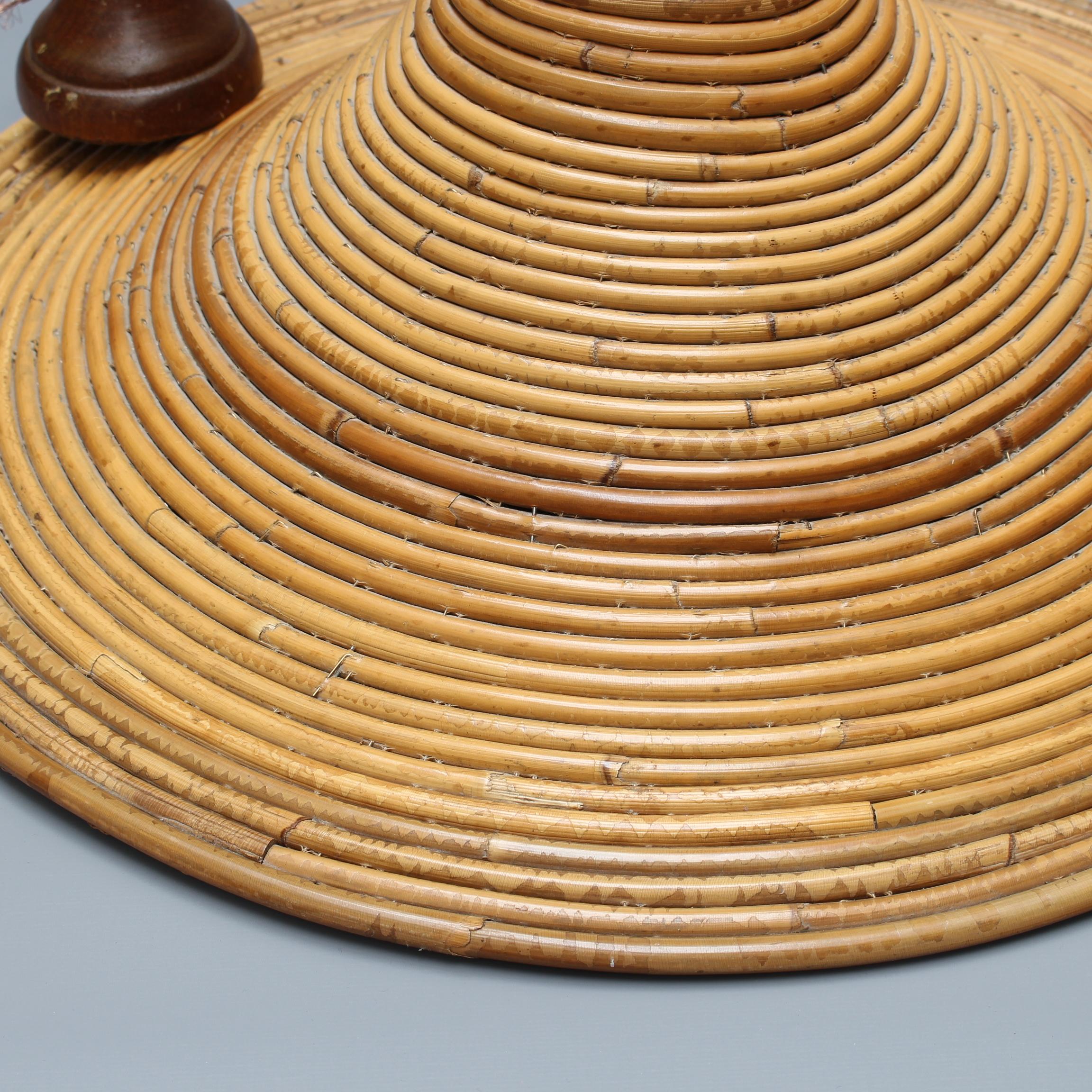 Vintage Italian Rattan Ceiling Pendant Lamp in the Style of Vivai del Sud For Sale 1