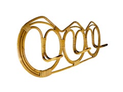 Vintage Italian Rattan Coat Hook Attributed to Franca Helg 1960s