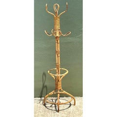 Vintage Italian Rattan Coat Rack