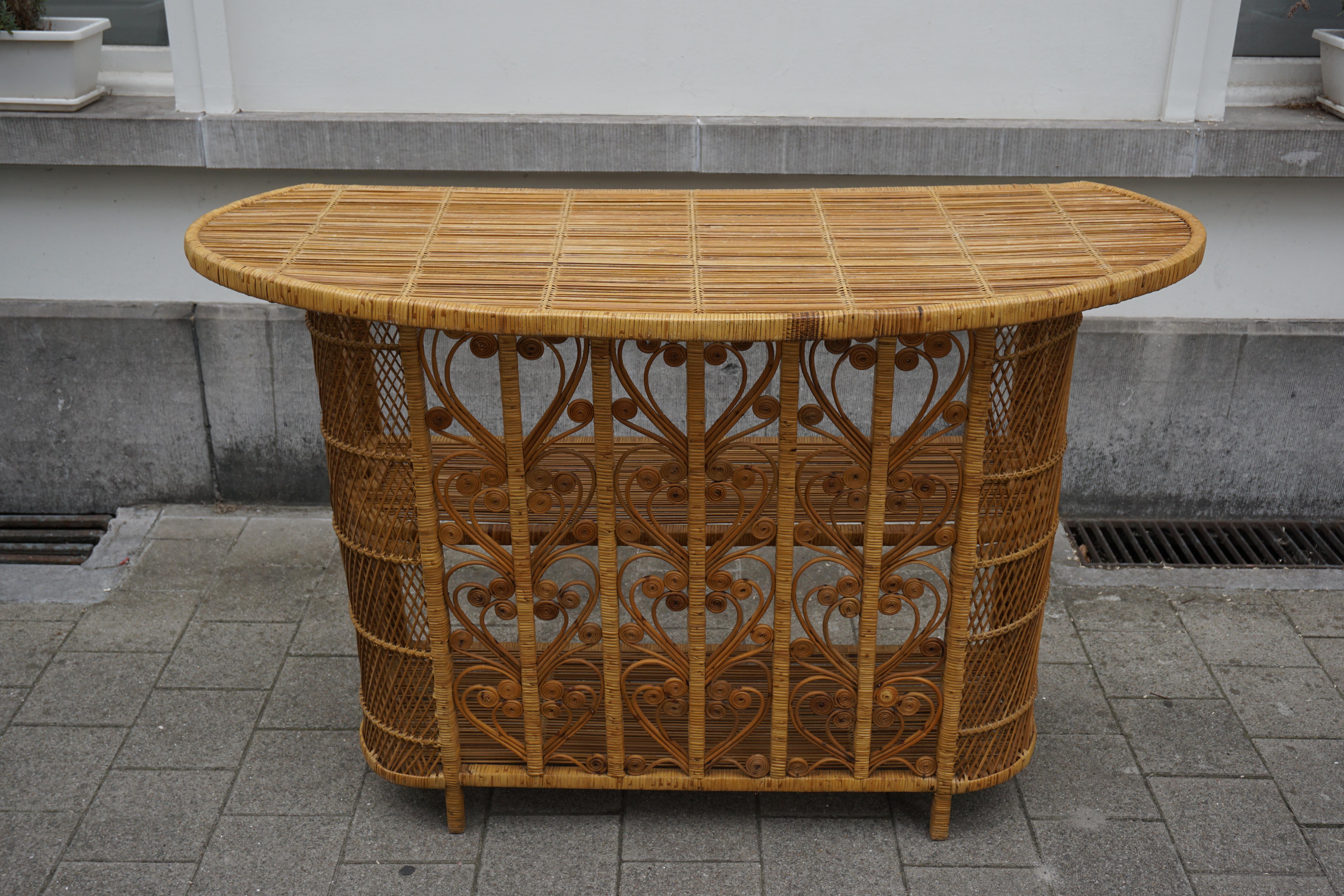 Vintage Italian Rattan Cocktail Bar 11