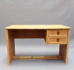 Vintage Italian Rattan Desk by Dal Vera '1970s'