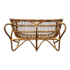 Divanetto o poltrona in rattan italiano d’epoca nello stile di Franco Albini
