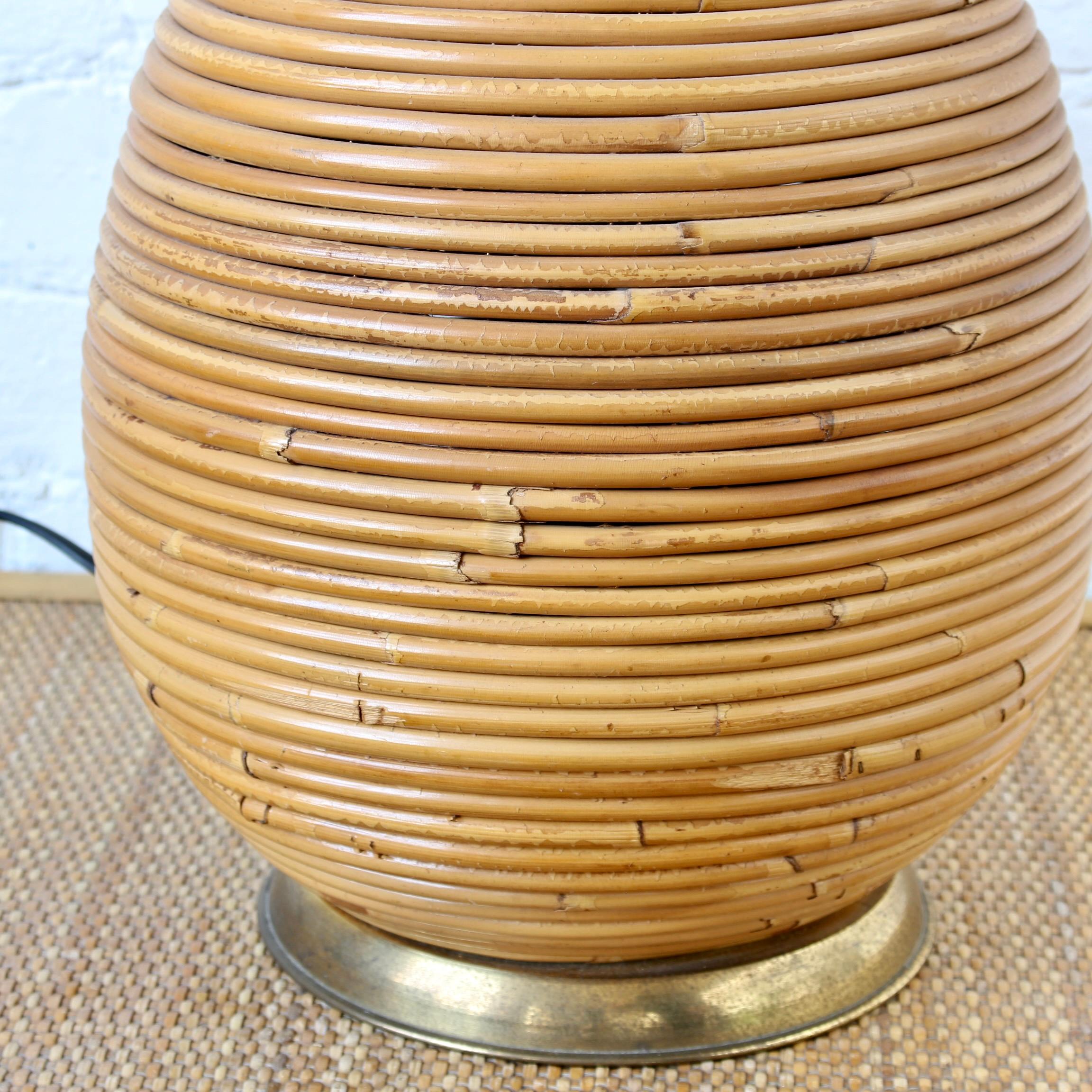 Vintage Italian Rattan Table Lamp Attributed to Vivai del Sud, 'Circa 1970s' 9