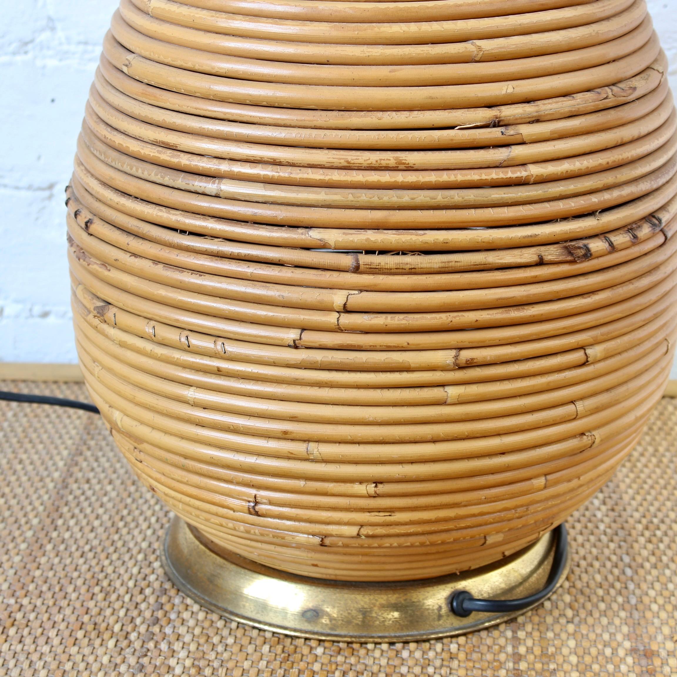 Vintage Italian Rattan Table Lamp Attributed to Vivai del Sud, 'Circa 1970s' 11