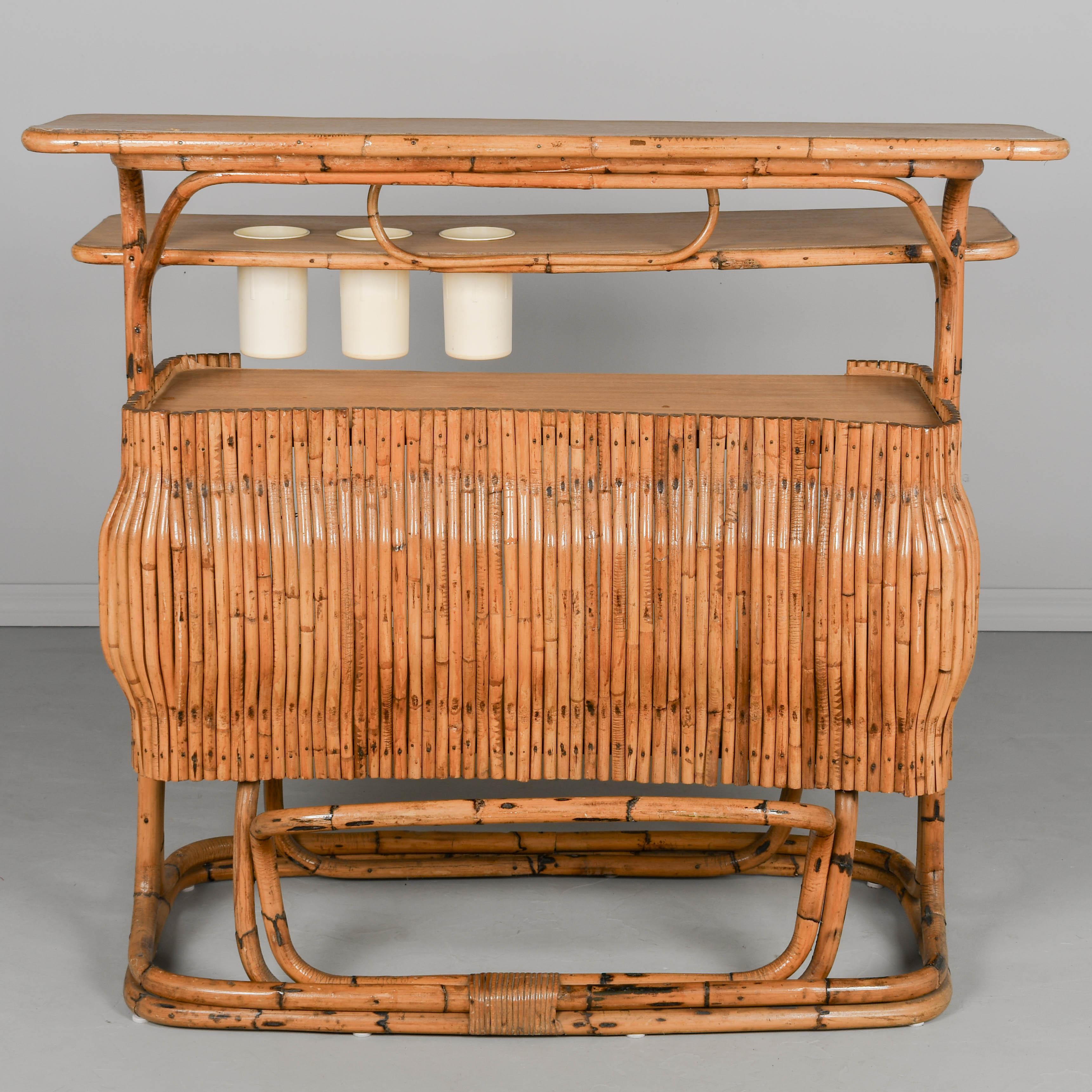 Bambou Bar Tiki italien vintage en rotin en vente