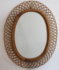 Vintage Italian Rattan Wall Mirror, 1960s Design, Chic Weave