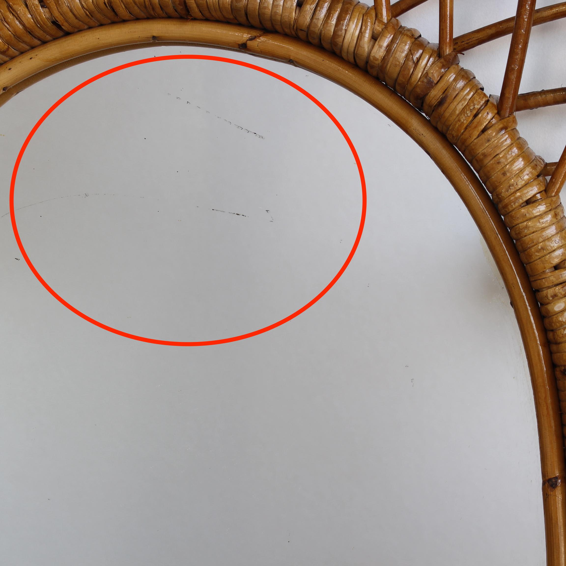 Vintage Italienischer Rattan Wandspiegel (ca. 1960er Jahre) im Angebot 2