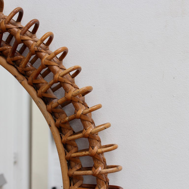 Vintage Italian Rattan Wall Mirror 'circa 1960s' For Sale at 1stDibs