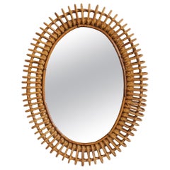 Vintage Italian Rattan Wall Mirror