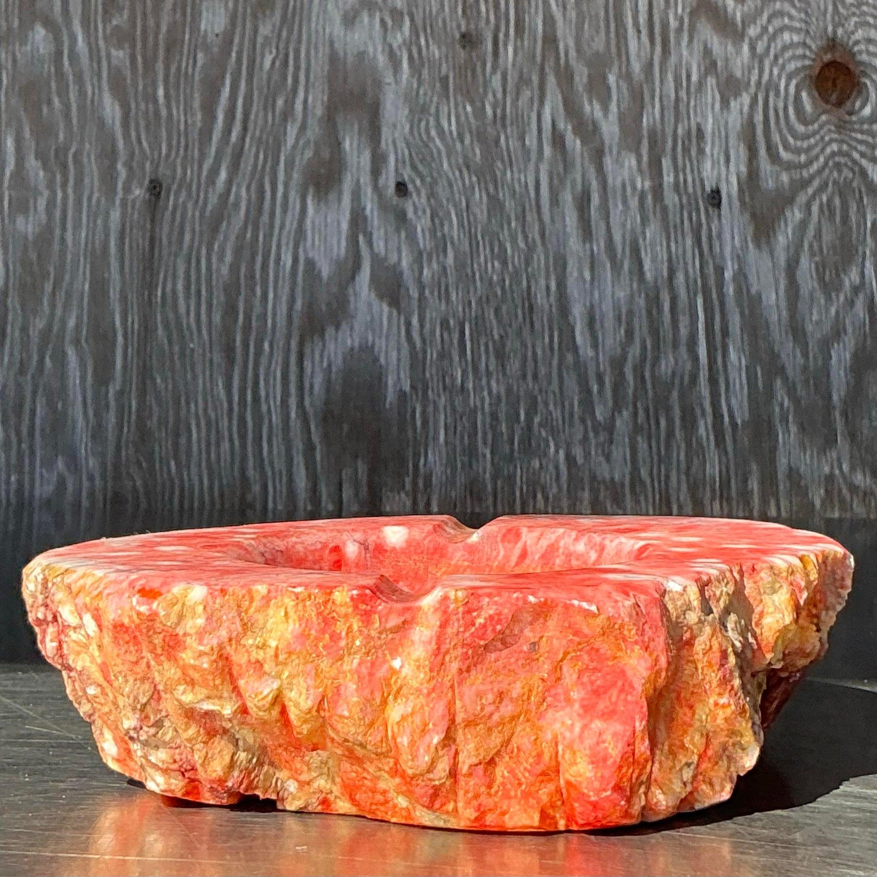 Vintage Italian Raw Edge Marble Ashtray In Good Condition In West Palm Beach, FL