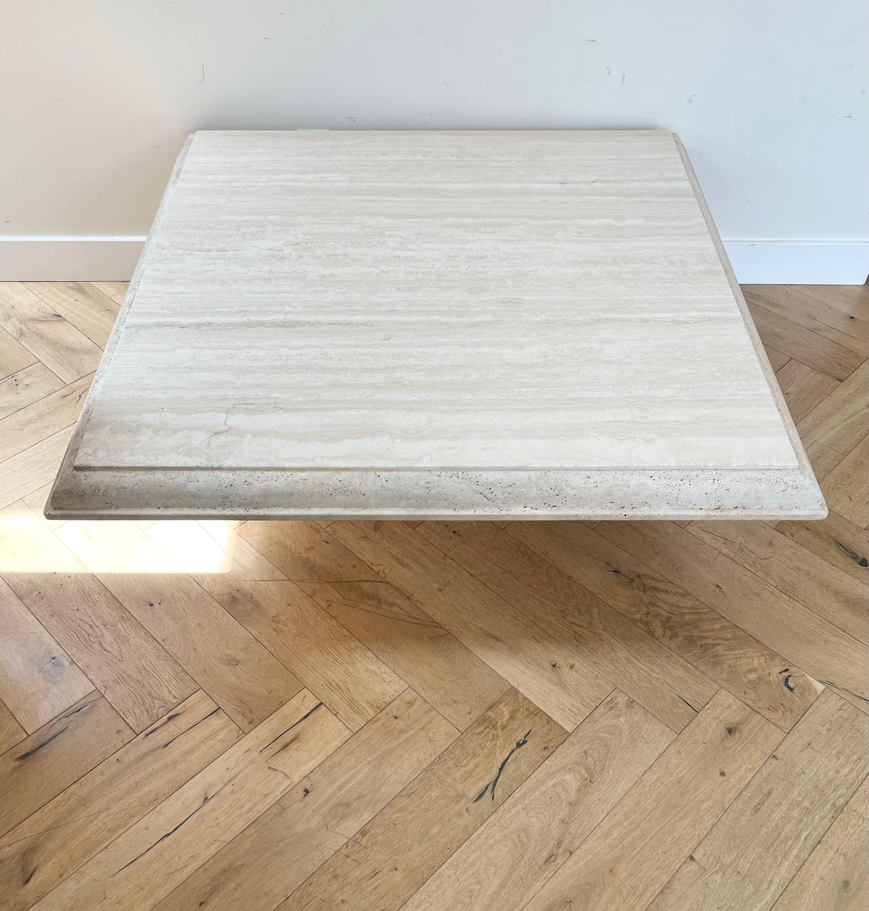 Vintage Italian Raw Travertine Coffee Table, 1970s 6