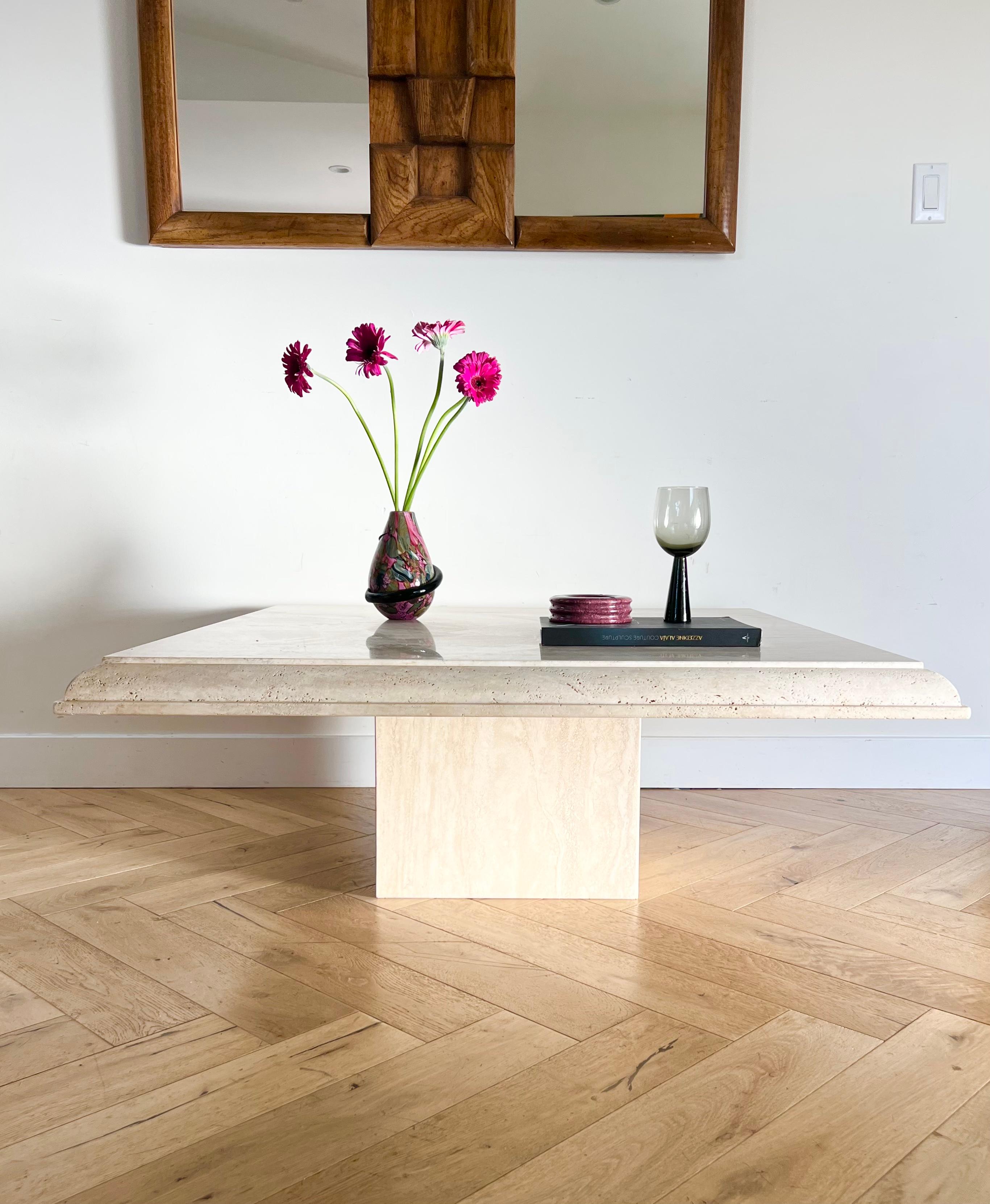 Vintage Italian Raw Travertine Coffee Table, 1970s 8