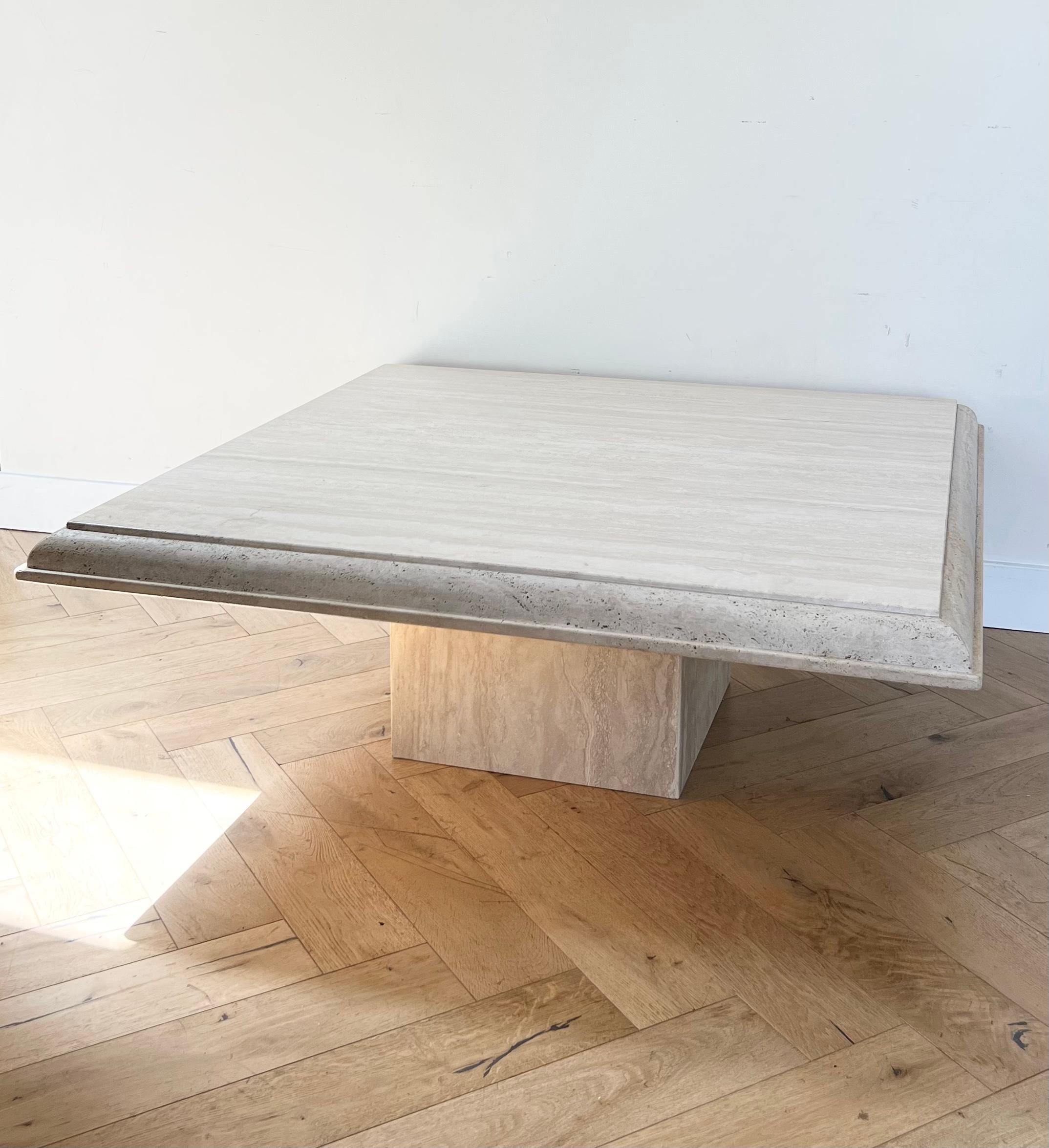 Vintage Italian Raw Travertine Coffee Table, 1970s 11