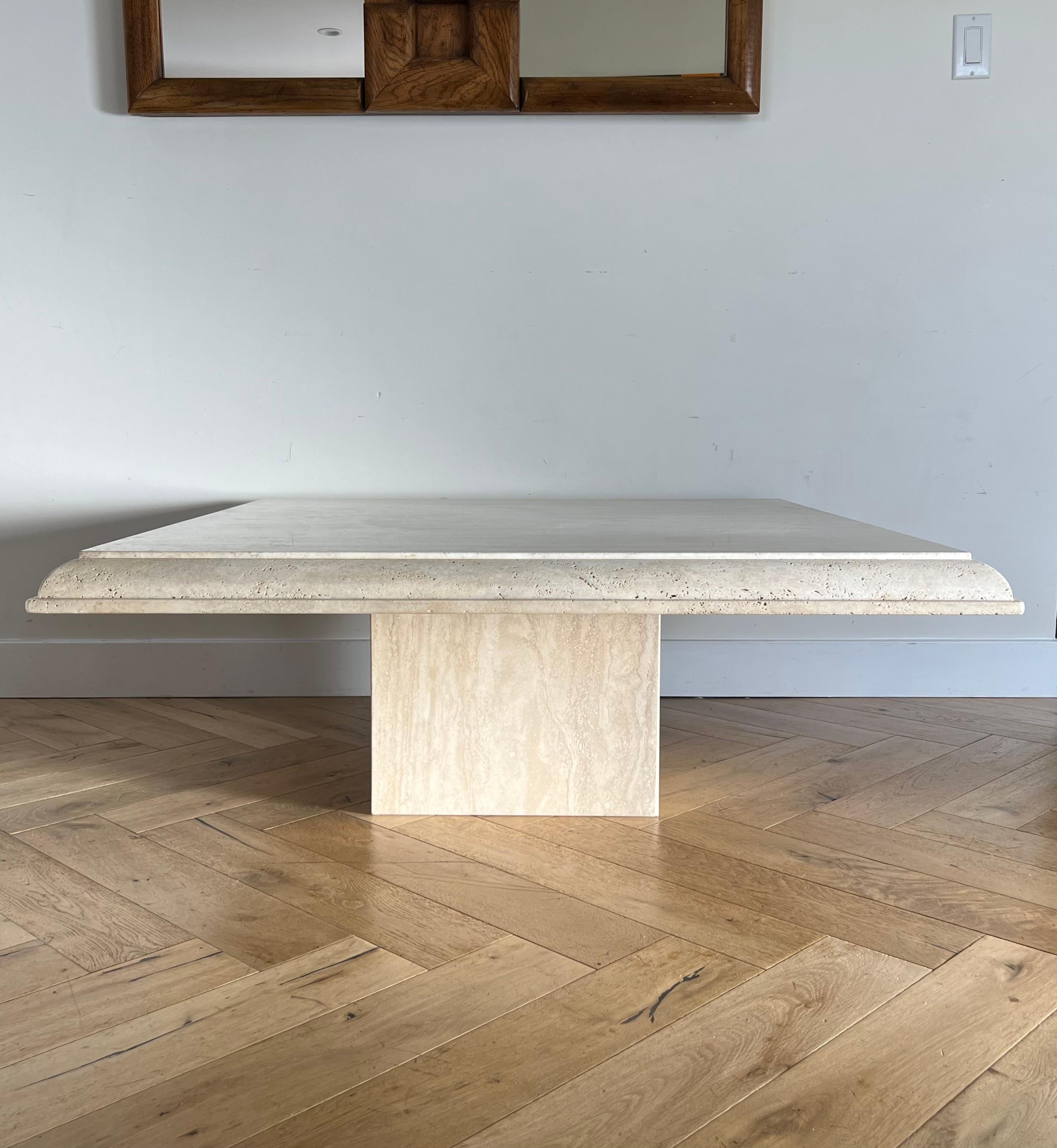 Post-Modern Vintage Italian Raw Travertine Coffee Table, 1970s