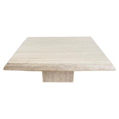 Vintage Italian Raw Travertine Coffee Table, 1970s