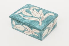 Vintage Italian Raymor Ceramic Lidded Flower Box Turchese e Bianco