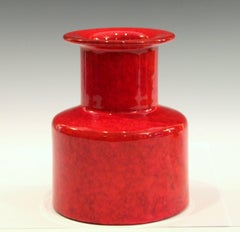 Vintage Italian Raymor Vase Chrome Red Art Pottery Bright Atomic Italica Ars