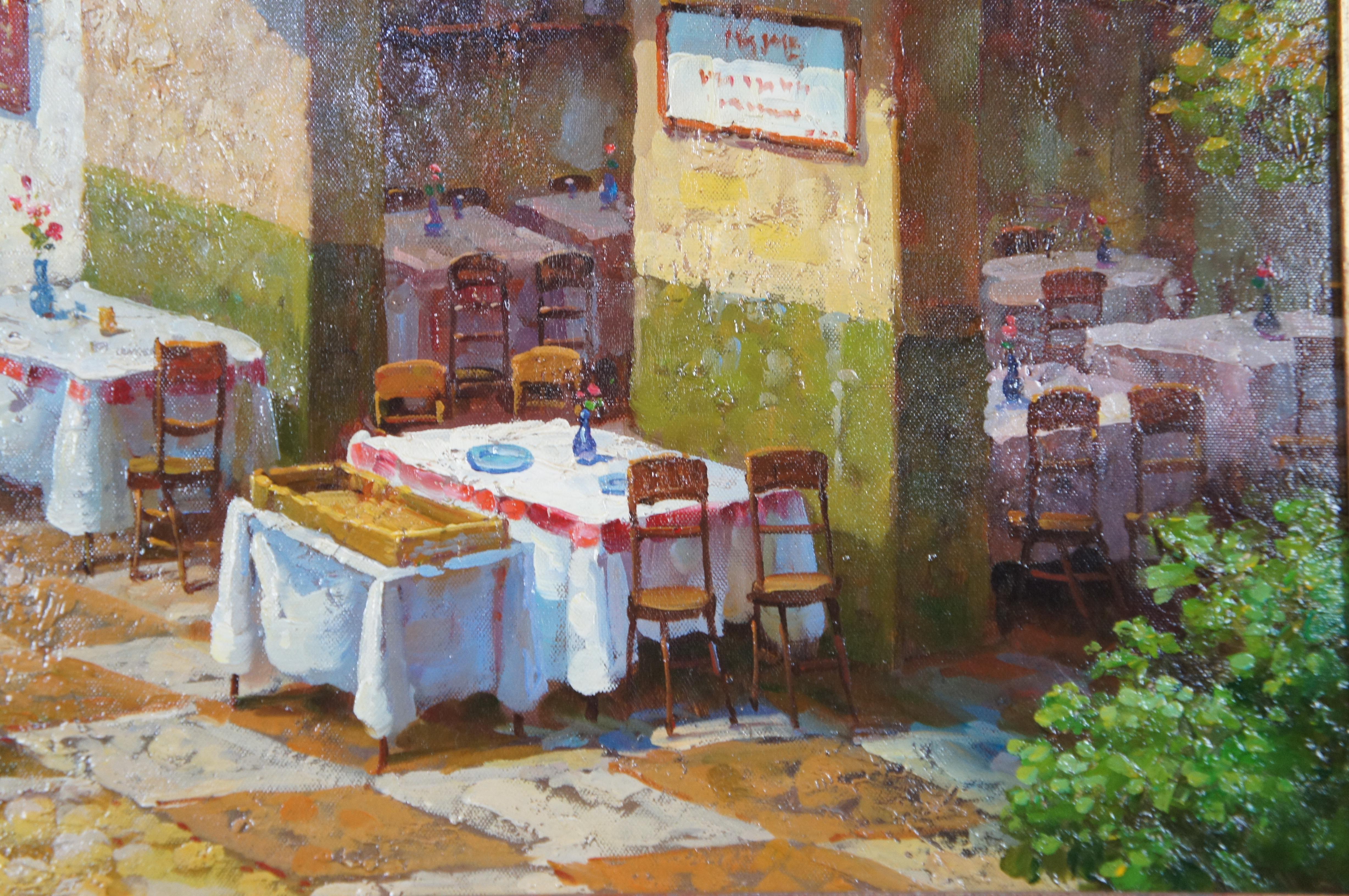 Vintage Italian Realist Oil Painting Bellagio Italy Alps Lake View Cityscape 47