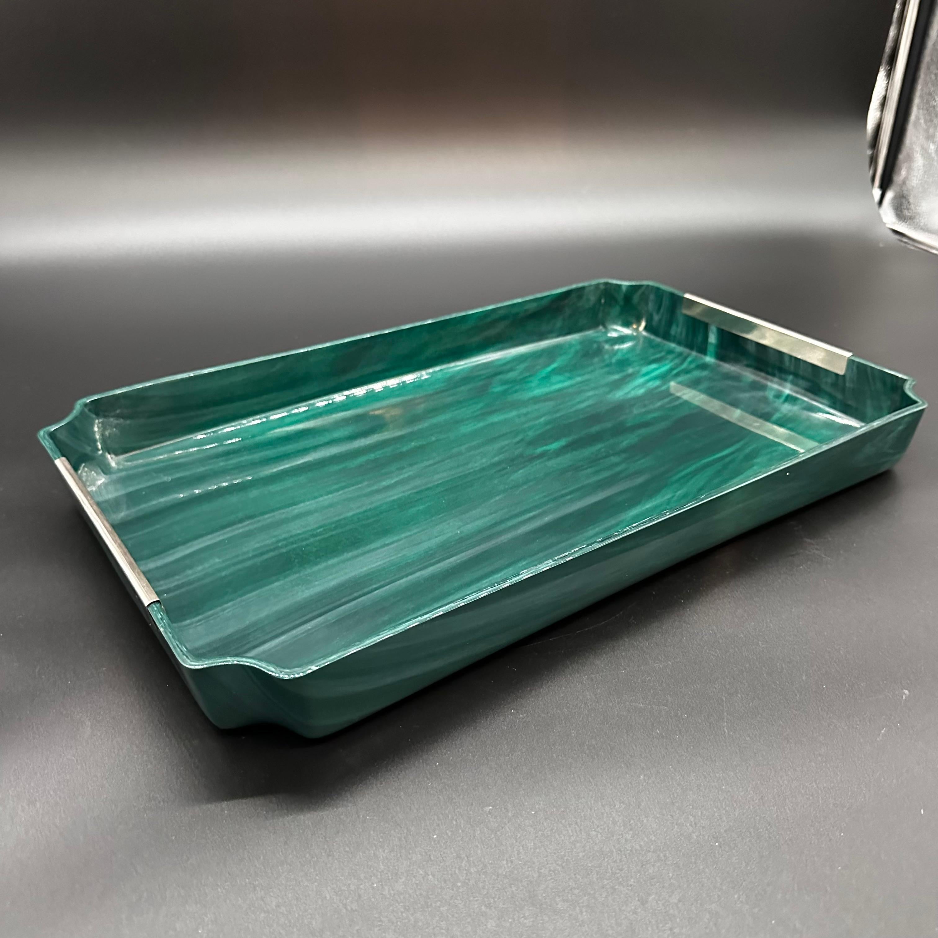Vintage Italian Rectangular Blue Tray 1980s In Good Condition For Sale In Los Angeles, CA