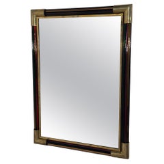 Vintage Italian Espejo de pared rectangular de latón y cristal años 80