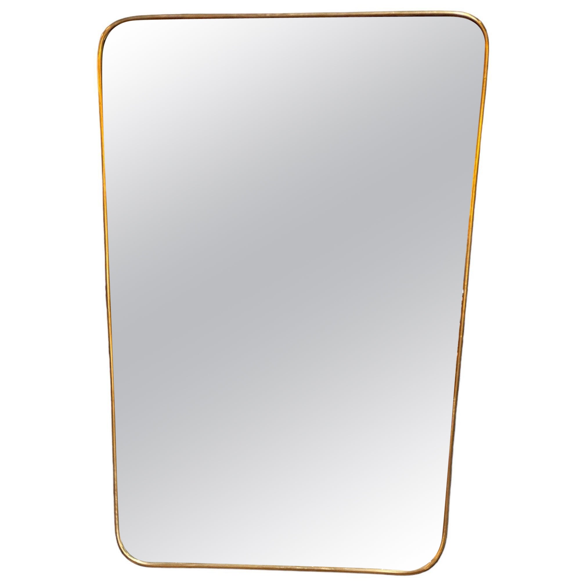 Espejo de pared italiano vintage de latón rectangular años 80