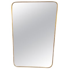 Vintage Italian Rectangular Brass Wall Mirror 1980s