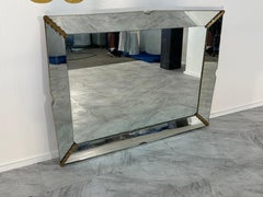 Vintage Italian Rectangular Chrome Wall Mirror 1980s