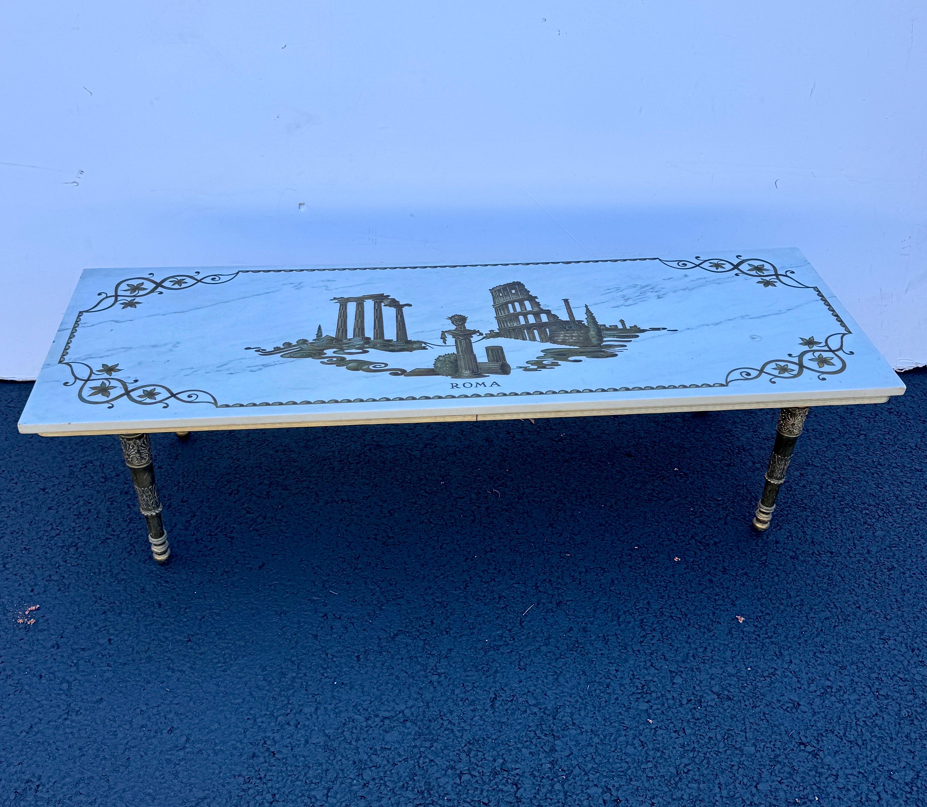 Vintage Italian Rectangular Marble White Cocktail Table, Roma Circa 1950's For Sale 5