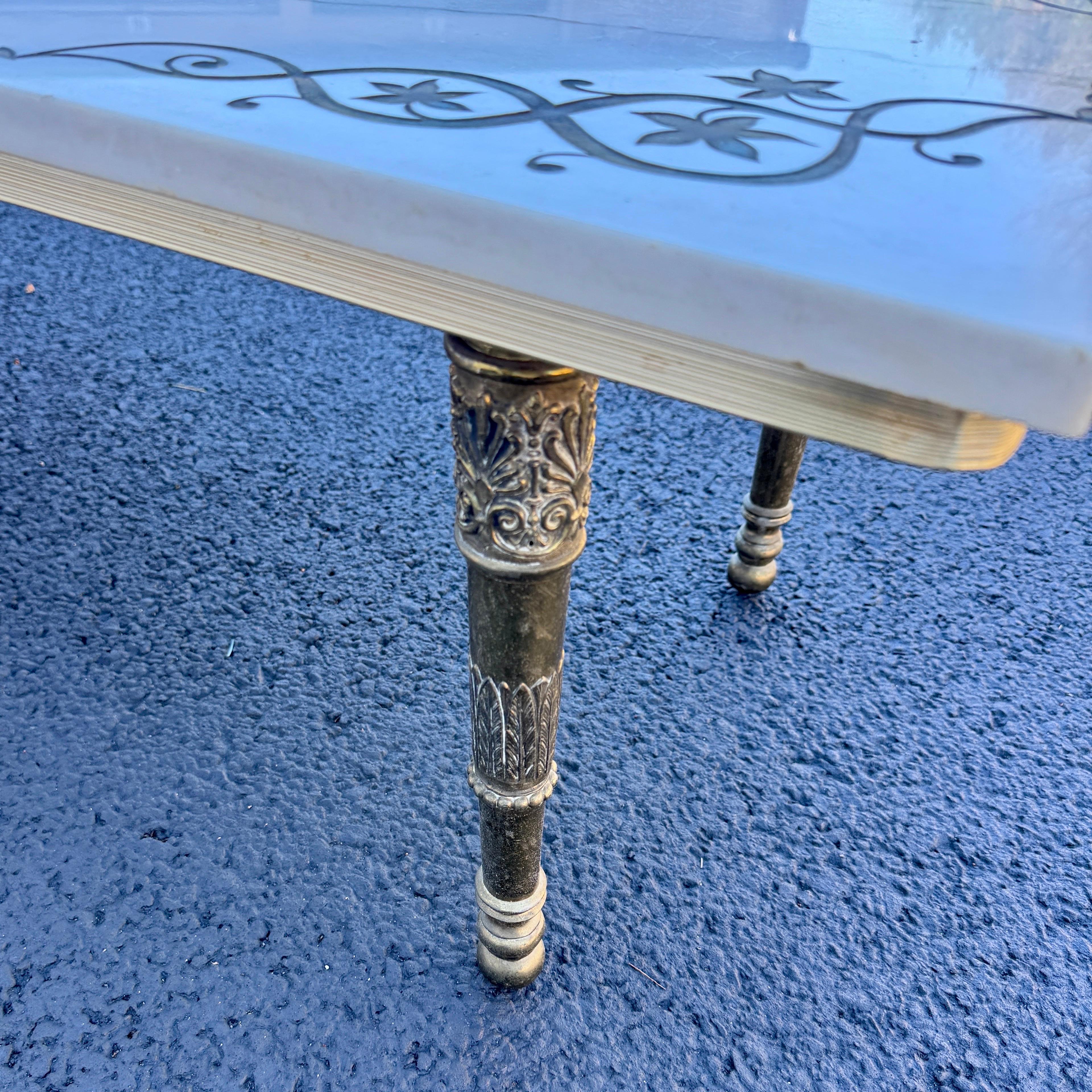 Vintage Italian Rectangular Marble White Cocktail Table, Roma Circa 1950's For Sale 14