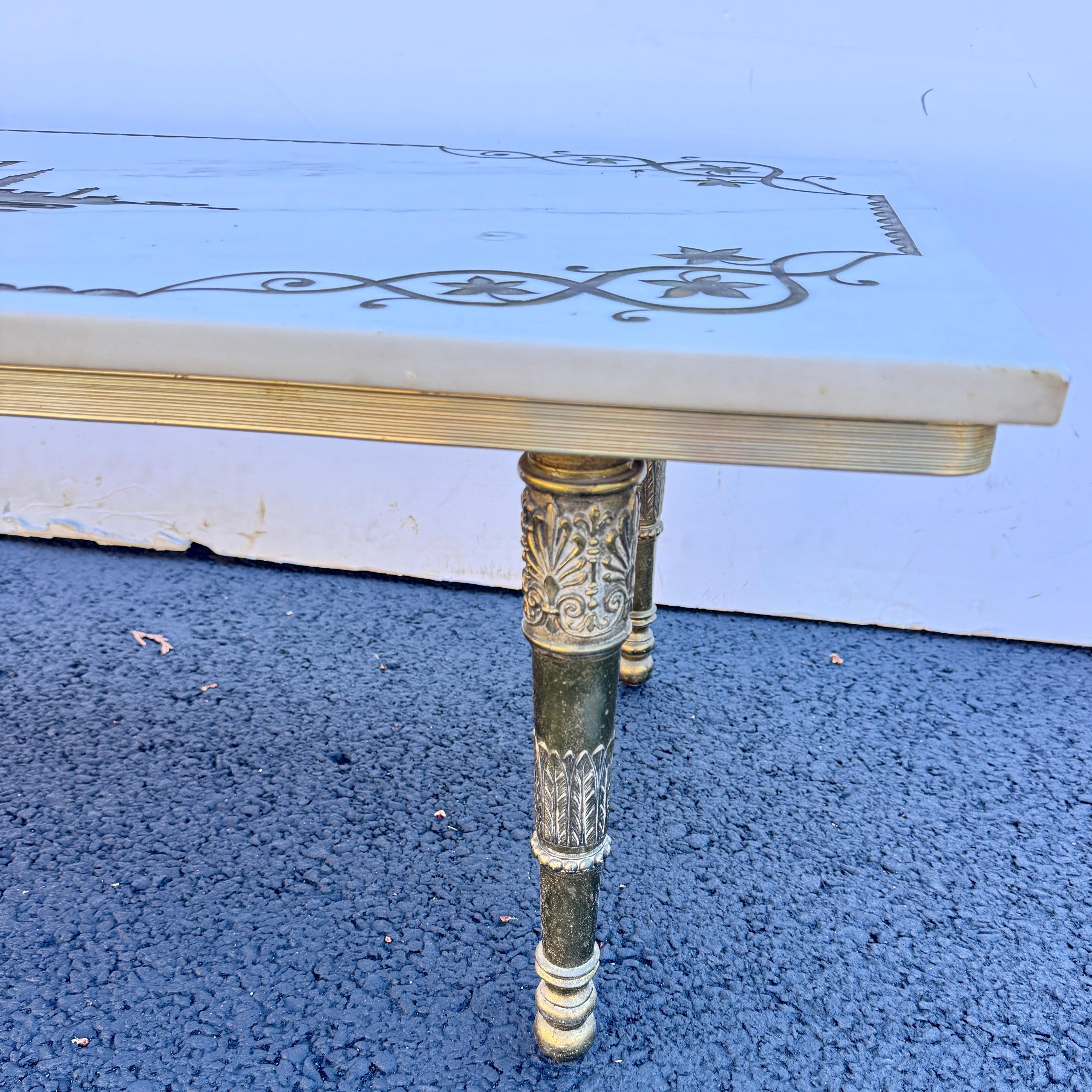 Vintage Italian Rectangular Marble White Cocktail Table, Roma Circa 1950's For Sale 3