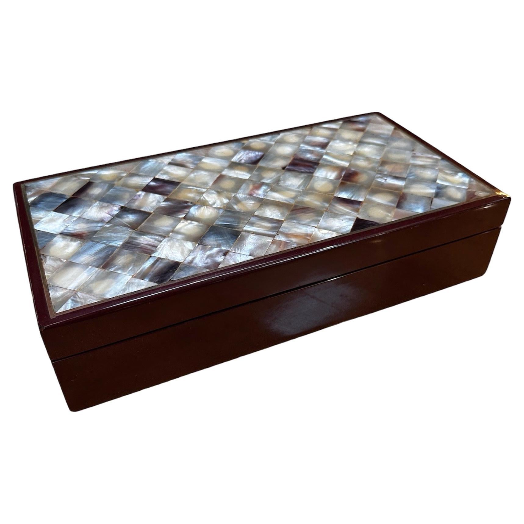 Caja de madera italiana vintage rectangular sobredimensionada años 80