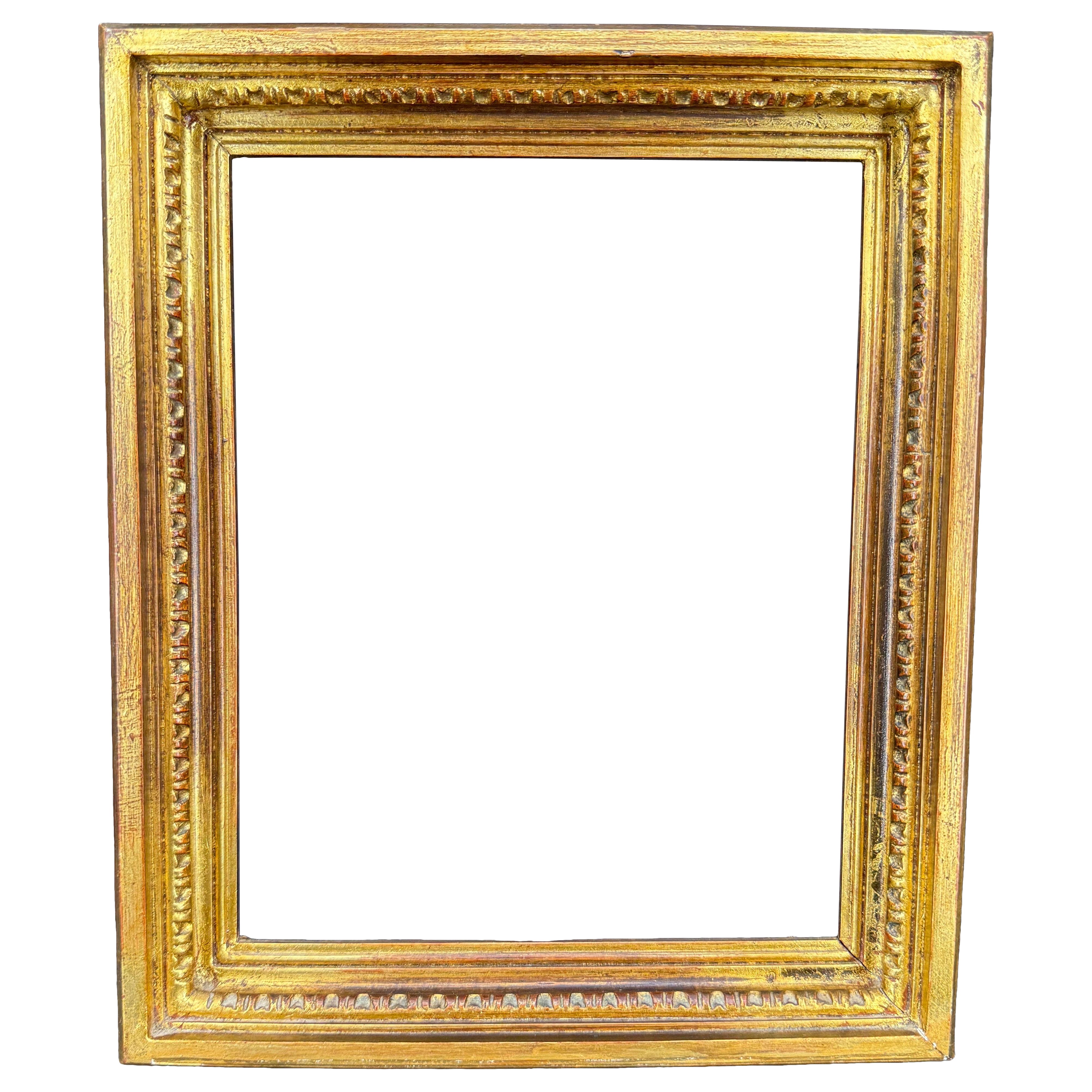 Vintage Italian Rectangular Wood Gilt Gold Ornate Art Frame