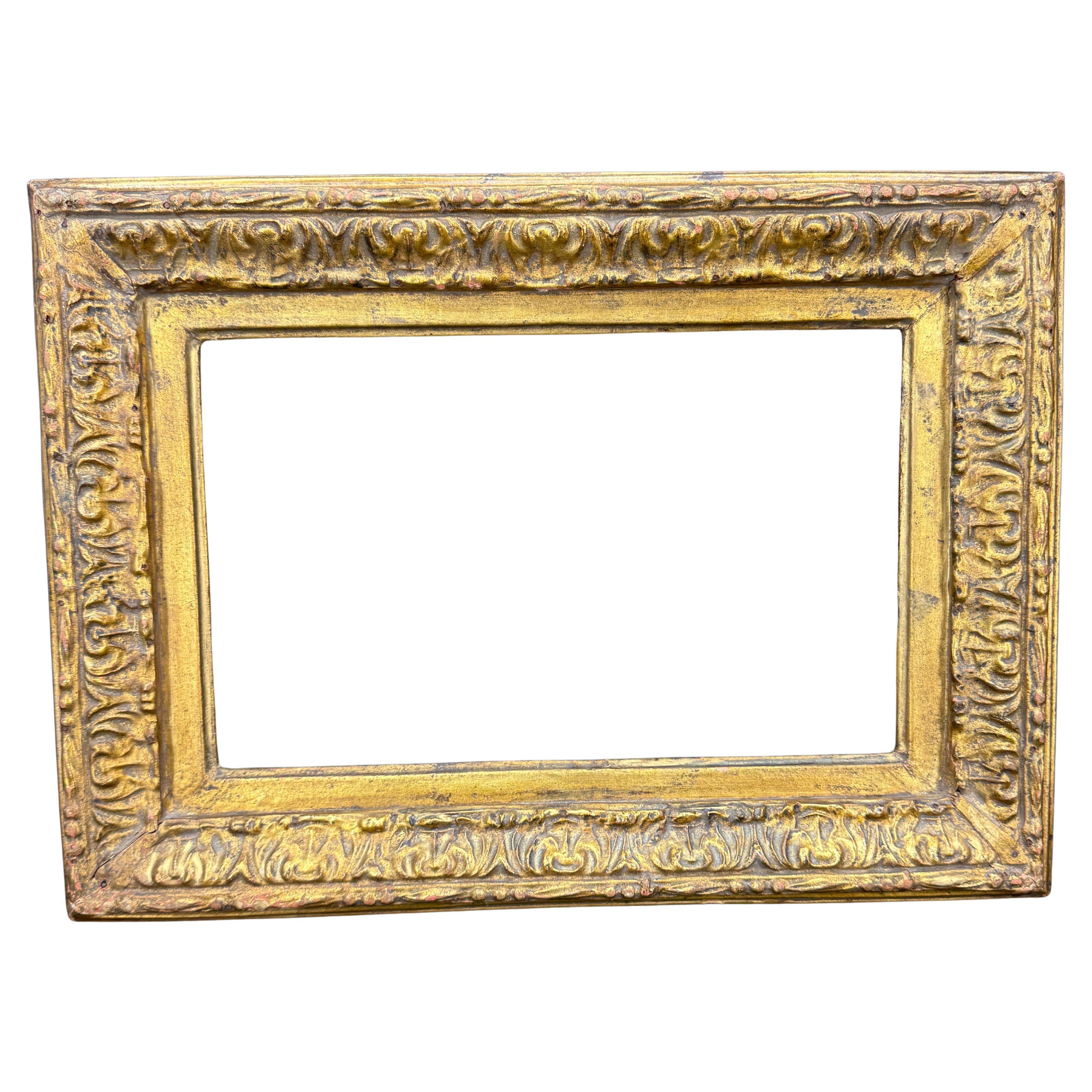 Vintage Italian Rectangular Wood Gilt Gold Ornate Art Frame