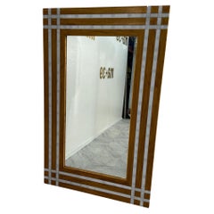 Vintage Italian Rectangular Wood Wall Mirror 1970