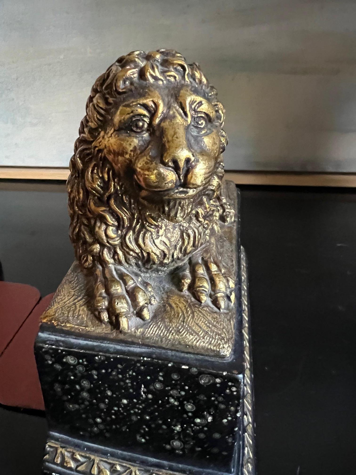 Mid-20th Century  Vintage Italian Recumbent Lion Bookends by Borghese, c. 1960's