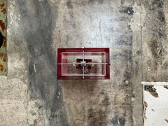 Vintage Italian Red Acrylic Table Lamp 1980s