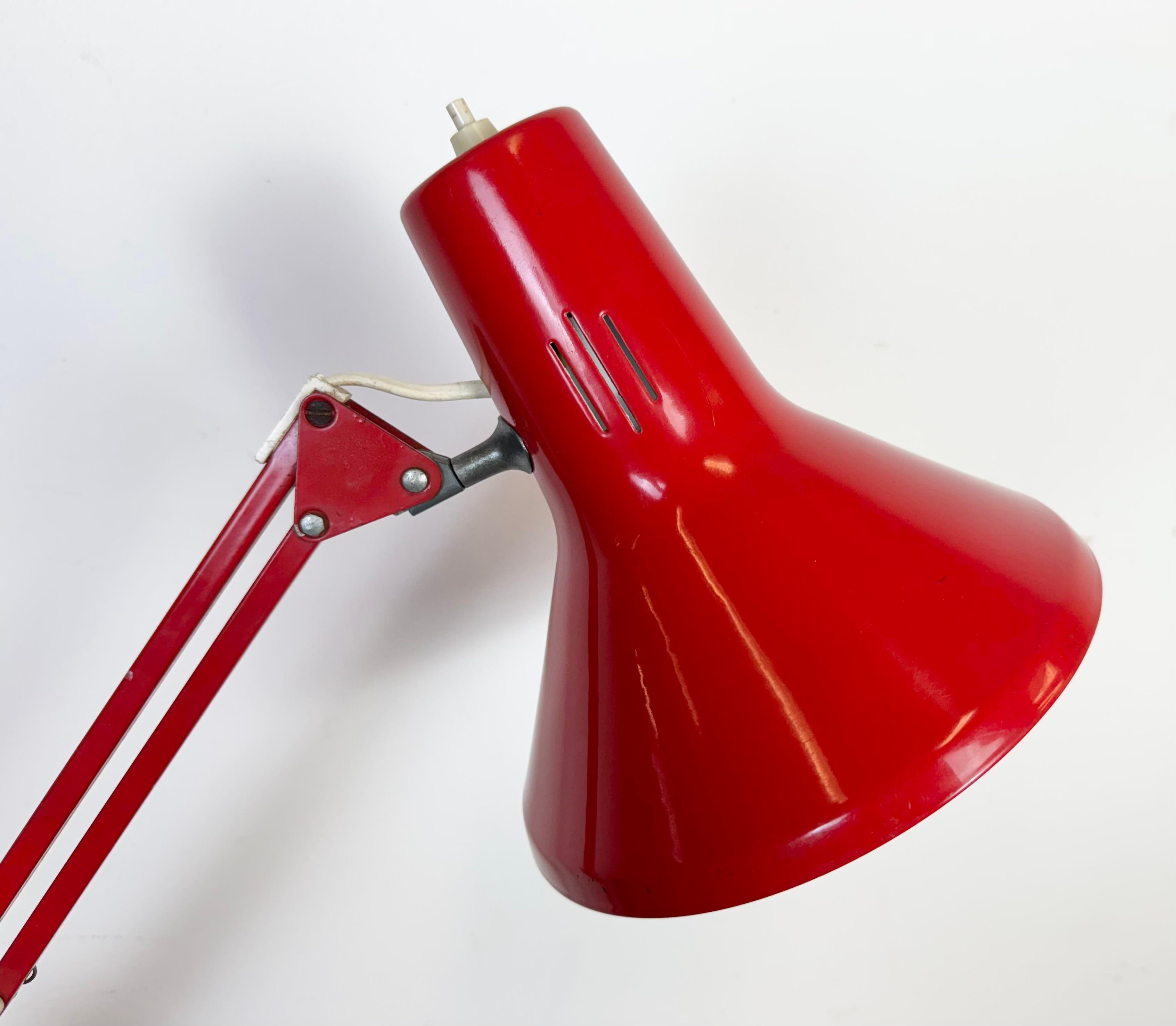 Vintage Red Italian Architect Table Lamp, 1970s For Sale 4